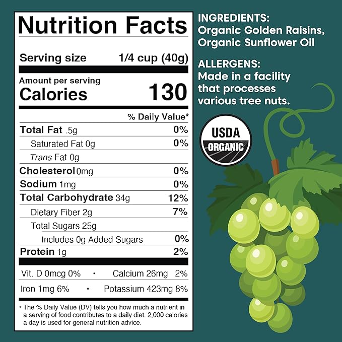 Wilderness Poets Organic Golden Raisins - 2 Pound (Pack of 3) - No Added Sugar - Bulk Dried Fruit (6 Pound - 96 Ounce)