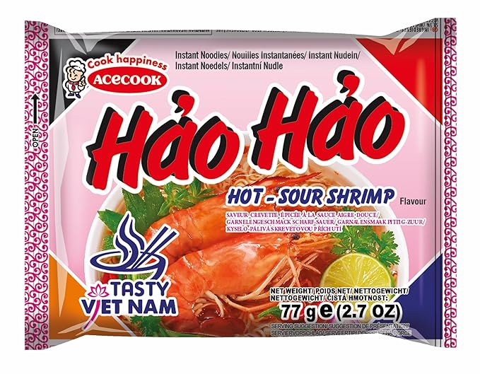Hao Hao Mi Tom Chua Cay (Hot Sour Shrimp Flavor Noodle) - 2.7oz [Pack of 30]