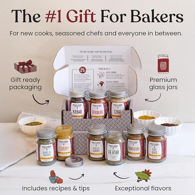 Burlap &amp Barrel 3pk Sweet Spice Set - 3 Full Size Jars including Royal Cinnamon Cloud Forest Cardamom &amp Buffalo Ginger - As seen on Shark Tank - Birthday &amp Father's Day Gift Ideas