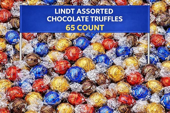 Lind.tAssorted Chocolate Truffles 60 Count 4 to 8 Flavors Individually Wrapped Gourmet Chocolate Candy Truffles Chocolate with Melting Truffle Center- Perfect for Easter Baskets etc. Parties Birthda