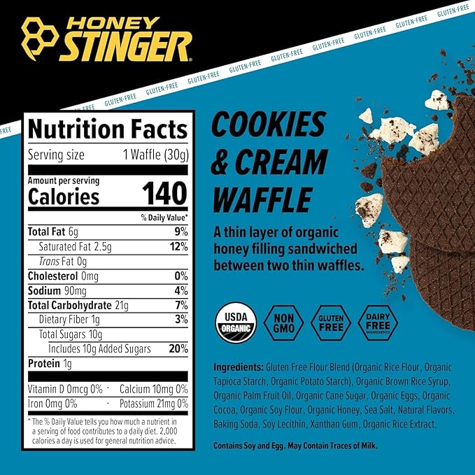 Honey Stinger Energy Waffle Variety Pack – 15 Count (3 Each: Honey Peanut Butter Cinnamon Salted Caramel Cookies &amp Cream) – Organic Honey Energy Snack for Sports Fitness Outdoor Activities &
