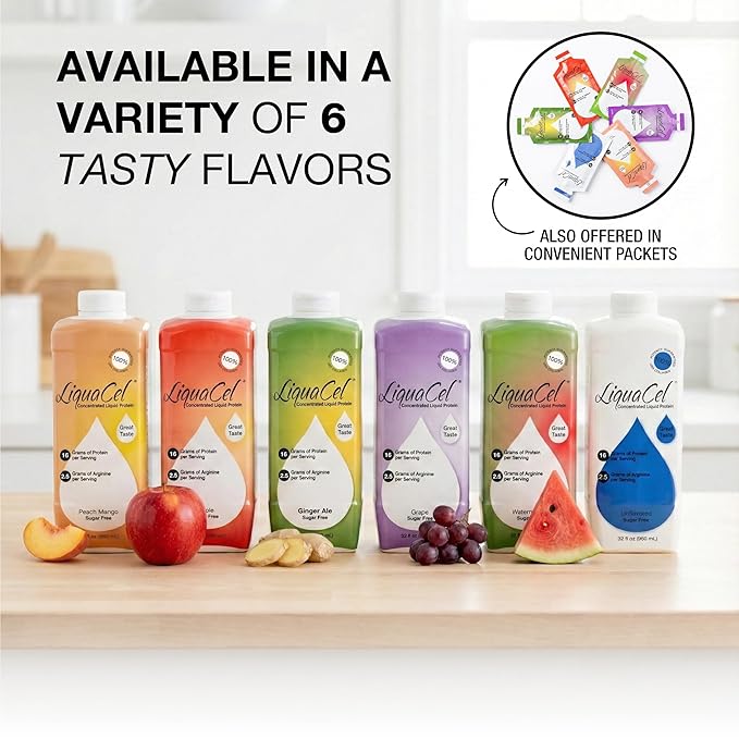 LiquaCel Concentrated Liquid Protein Unflavored Ready-to-Drink 16g Hydrolyzed Collagen Protein and 2.5g Arginine Per 1oz Serving Sugar &amp Gluten Free 32 fl oz Bottle Case of 6