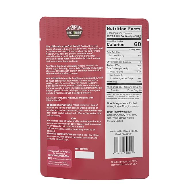 Miracle Noodle Beef Bone Broth Soup 6 Count