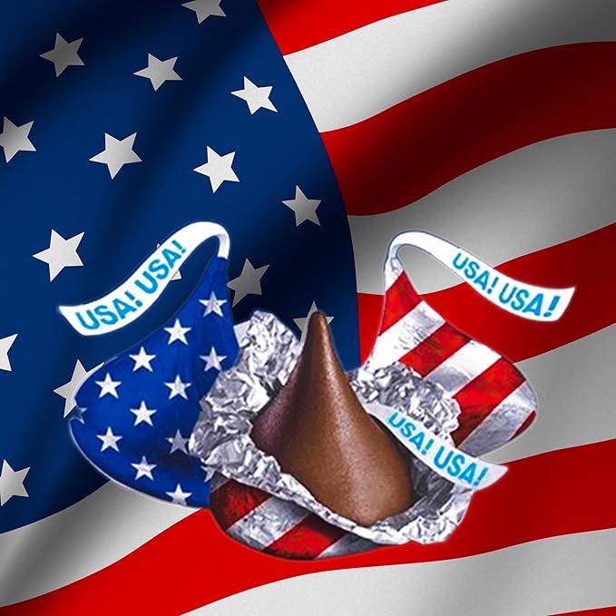 Patriotic Kisses 4th of July Candy - 200 Pieces Milk Chocolate Patriotic Candy Individually Wrapped Red White and Blue Kisses Bulk - USA Chocolate Bulk Bag Perfect for July 4th Celebrations - 2 Pound