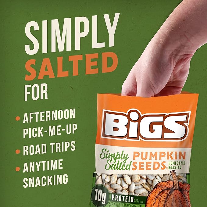 BIGS Pumpkin Seeds Simply Salted Homestyle Flavor 5 oz. (Pack of 12)