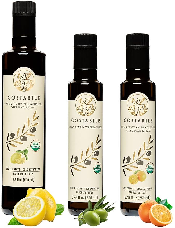 Orange &amp Lemon Infused Extra Virgin Olive Oil &amp Classic Blend combo. All-natural olive oils. 100% Italian. COSTABILE