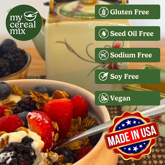 MyCerealMix Sugar Free Granola Cinnamon Pecan 6-Pack Bulk 144oz – Keto High Fiber Diabetic Cereal Plant-Based Gluten Free Snack Monk Fruit No Stevia or Erythritol Bulk Value Healthy Breakfast