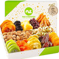 NUT CRAVINGS - Dried Fruit &amp Mixed Nuts Gift Basket in White Gold Box (12 Assortments) Ramadan Gifts Food Arrangement Healthy Snack Care Package