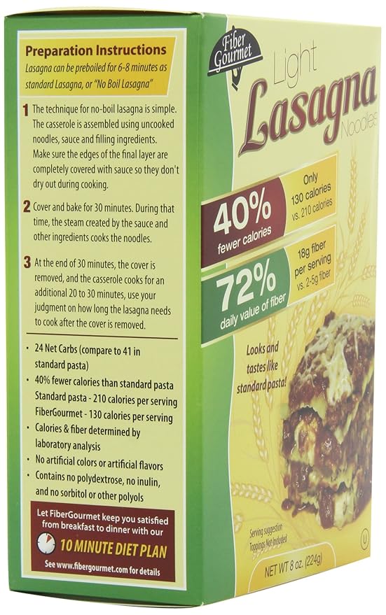 Fibergourmet Light Lasagna 12-Count Packages