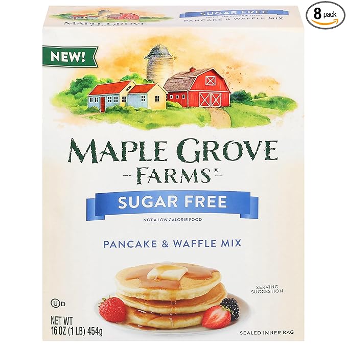 Maple Grove Farms Sugar-Free Pancake &amp Waffle Mix 16 Ounce (Pack of 8)