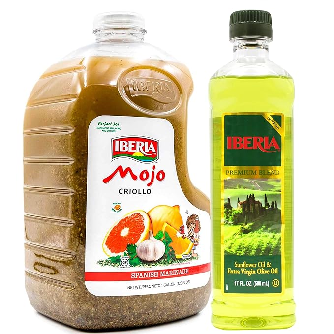 Iberia Extra Virgin Olive Oil &amp Sunflower Oil 17 Fl Oz + Iberia Mojo Criollo 1 gallon