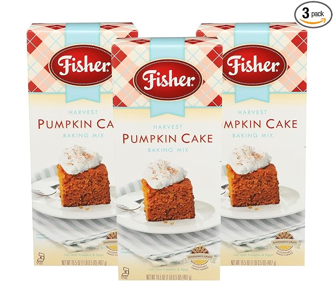 Fisher Harvest Pumpkin Cake Mix 16.5 OZ (Pack of 3)