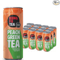 Kung Fu Tea Canned Peach Green Tea – Lightly Sweetened Peach Green Tea in a Can Ready to Drink – All Natural Premium Iced Tea – 12 oz Cans Pack of 12