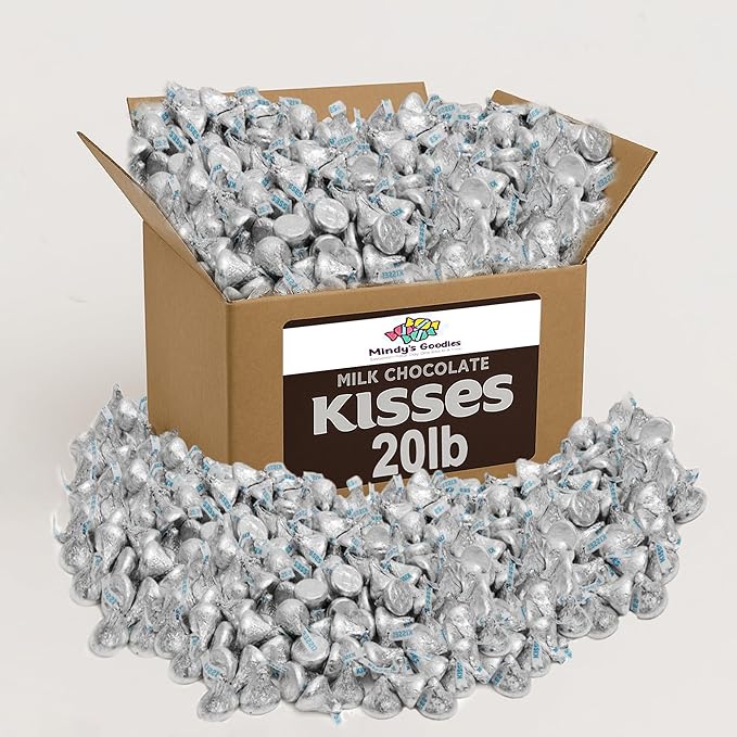 Milk Chocolate Kisses 20lb Pack of Milk Chocolate Individually Wrapped Ideal Silver Candy Bulk for Parties and Gatherings Perfect Kisses Chocolates for Candy Buffets Gift Baskets and Sweet Treats