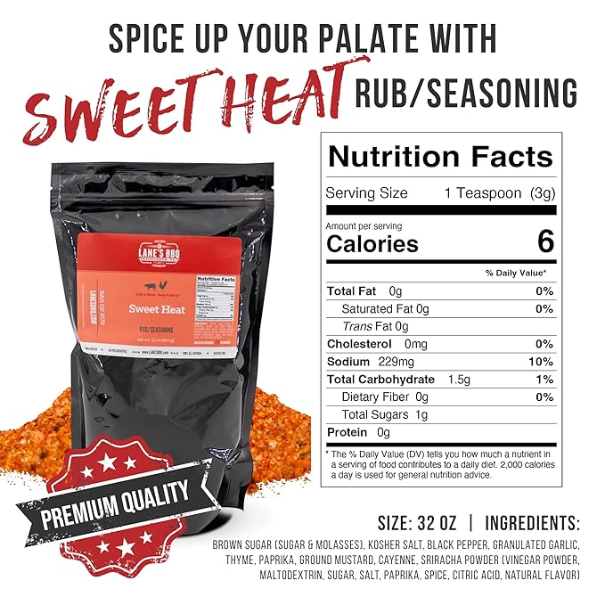 Lane's Sweet Heat Rub Seasoning All-Natural BBQ Brisket Rub Goes Well with Butt Rub Seasoning No MSG Brisket Seasoning &amp Made in USA 2 Lbs