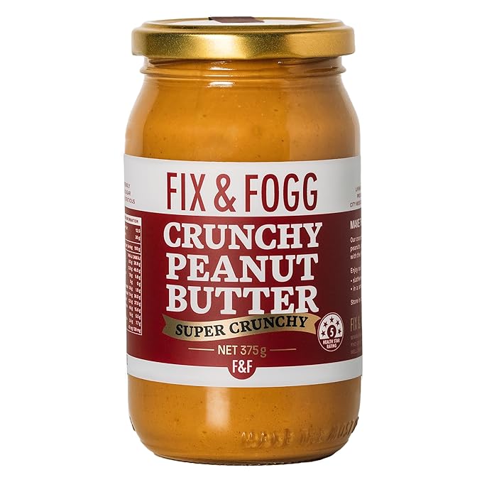 Fix &amp Fogg Super Crunchy Peanut Butter – Natural Peanut Butter Spread No Added Sugar No Palm Oil Non-GMO Vegan Keto &amp Paleo Friendly Premium New Zealand Peanut Butter 13.2 oz