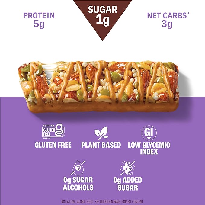 Munk Pack Nut &amp Seed Bars Caramel Sea Salt Prebiotic &amp Probiotic GLP-1 Snack Gut Friendly 5g Fiber 5g Plant Protein Gluten Free Keto No Sugar Alcohols 3g Net Carb 24 Count