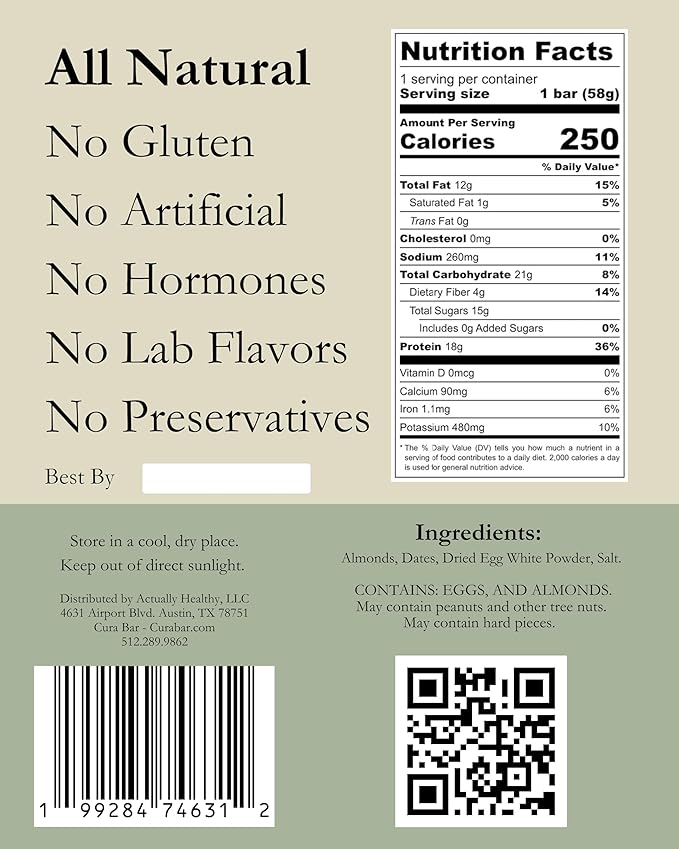 CuraBar Protein Bars – 17g Protein Low Carb Gluten Free Dairy Free Healthy Snack Seed Oil Free No Artificial Ingredients 12 Count Original