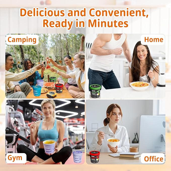 Hethstia High-Protein Ramen Cups &amp Konjac Shirataki Noodle Soup Cups 14 Pack – Pho Spicy Tom Yum Red Curry &amp Laksa Plant-Based Ready-to-Eat Meals