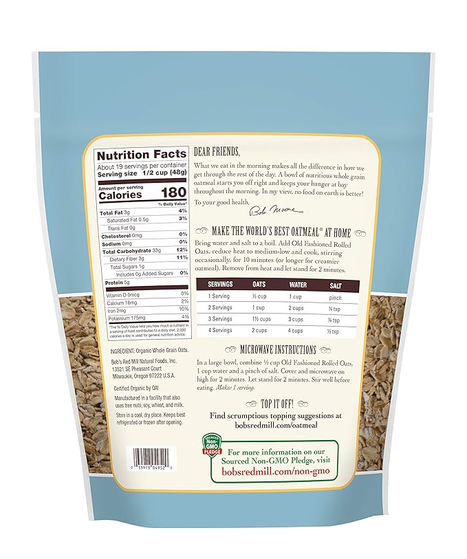 Bob's Red Mill Gluten Free Old Fashioned Rolled Oats 32 Ounce (Pack of 4)