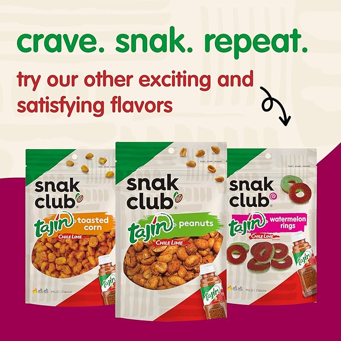 Snak Club Tajin Crunchy Peanuts Nuts with Chili and Lime Seasoning Mild 26 oz Resealable Bag