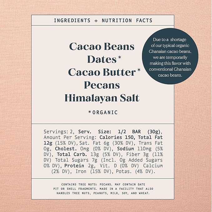 Spring &amp Mulberry Dark Chocolate Bars – Healthy Dark Chocolate Date-Sweetened - Pecan Date 4 Pack