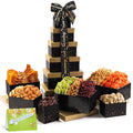 NUT CRAVINGS Gourmet Collection - Congratulations Nuts &amp Dried Fruits Tower Gift Basket with Congrats Ribbon + Greeting Card (12 Assortments) Food Arrangement Healthy Snack Food Assortments