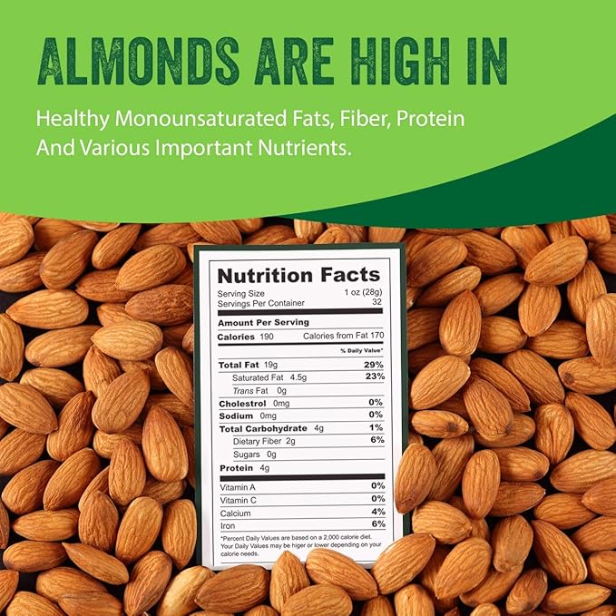 Raw California Almonds 48 oz (3 lbs) | Natural | Whole | Batch Tested Gluten &amp Peanut Free | No PPO | Non-GMO | No Herbicide | Healthy Protein boost | Premium Quality | for Snacking Baking Cooki