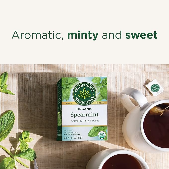 Traditional Medicinals Tea Organic Spearmint Supports Everyday Wellness Healthy &amp Refreshing 48 Tea Bags (3 Pack)