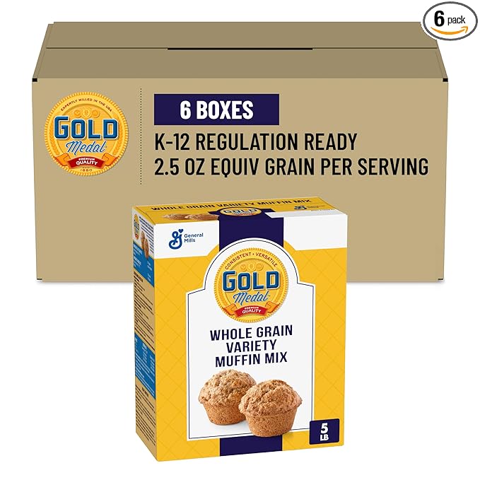 Gold Medal Whole Grain Variety Muffin Mix 5 Lb Box (Pack of 6)