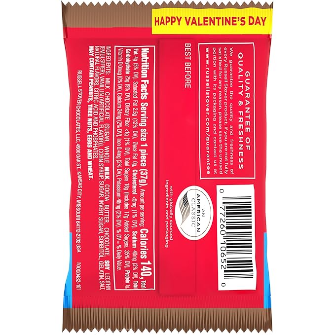 RUSSELL STOVER Valentine's Day Milk Chocolate Marshmallow Heart 1.3 oz. (Pack of 18)