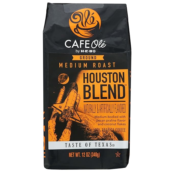 Houston Blend Medium Roast Ground Coffee (pecan praline and coconut) (3 Pack)
