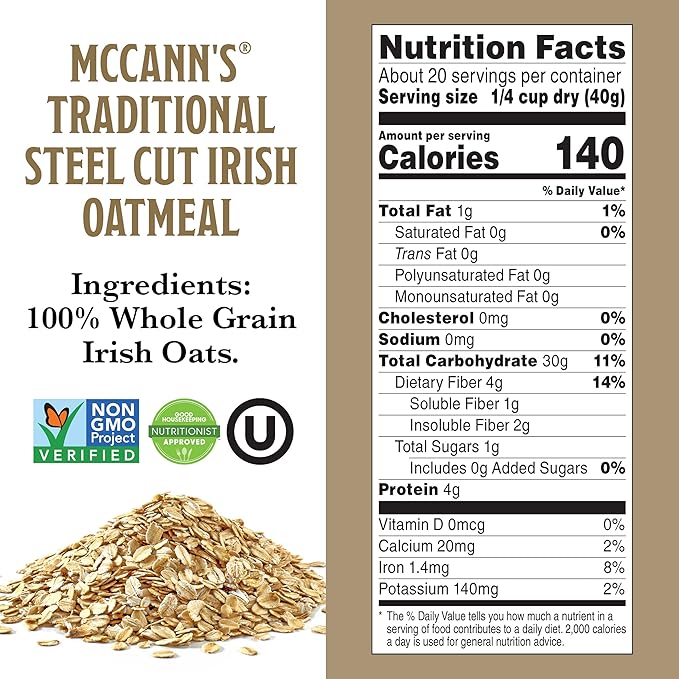 McCann's Irish Oatmeal Traditional Steel Cut Oats 28 Ounce (Pack of 12)