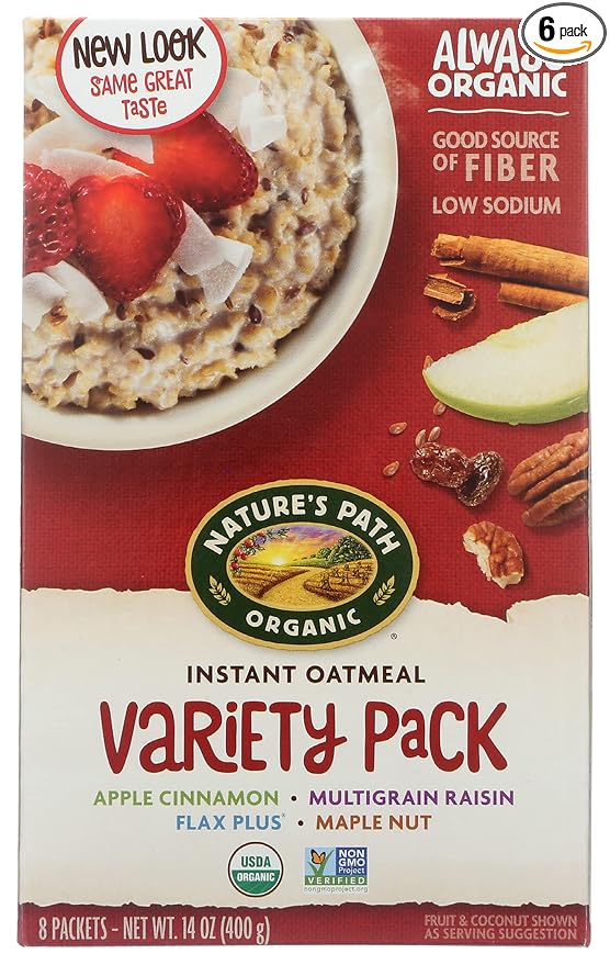 Nature's Path Organic Instant Hot Oatmeal Variety Pack of Four Flavors 8-Count Boxes (Pack of 6) by Nature's Path