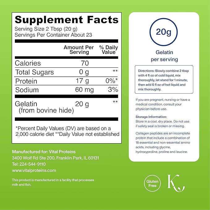 Vital Proteins Beef Gelatin Powder - Grass-Fed 16.4 oz