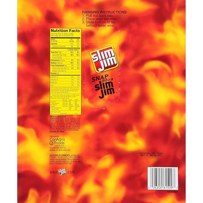 Slim Jim Original Smoked Snack Stick 2/$1.00 0.44-oz Count 100 (Pack of 1) - Jerkys