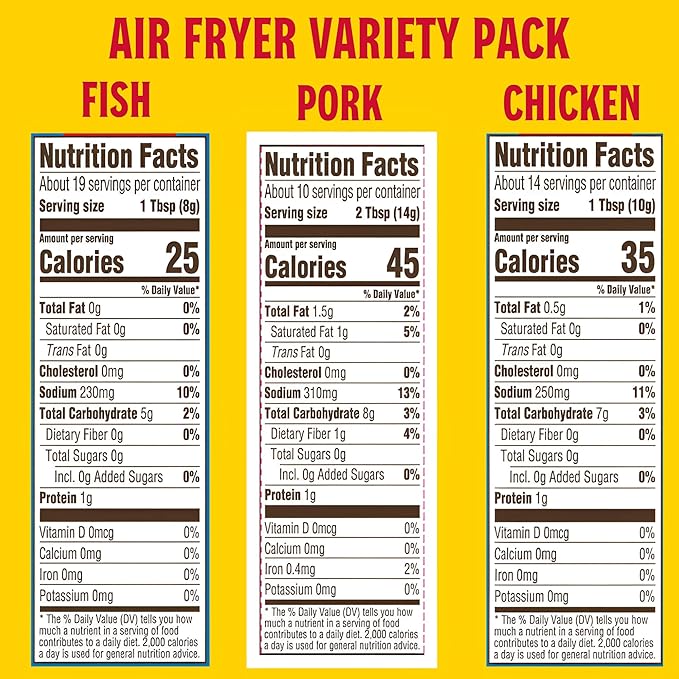 Louisiana Fish Fry Products Louisiana Fish Fry Air Fry Variety Gift Pack - Chicken Fish &amp Pork - 5 oz (Pack of 6)