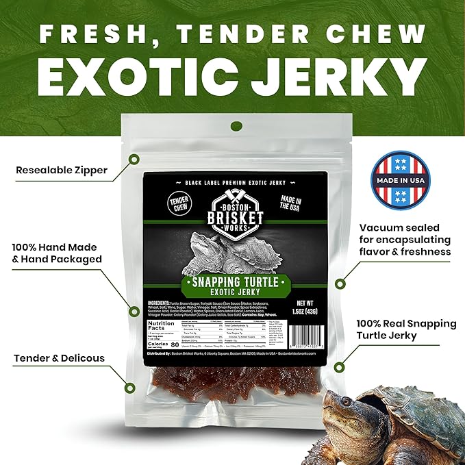 Snapping Turtle Jerky Challenge - Cajun Style Exotic Meat - Handmade Small Batch Valentine’s Gift for Him - Swamp Dare Snack