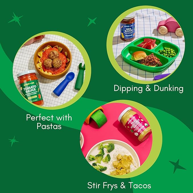 Beyond the Bib - Toddler and Kids Healthy Meal Sauces and Dips - Made with Vegetables No Added Sugar No Salt No Artificial Ingredients - Ready to Eat - For 24+ Months (Tomato BBQ Thai Coconut)