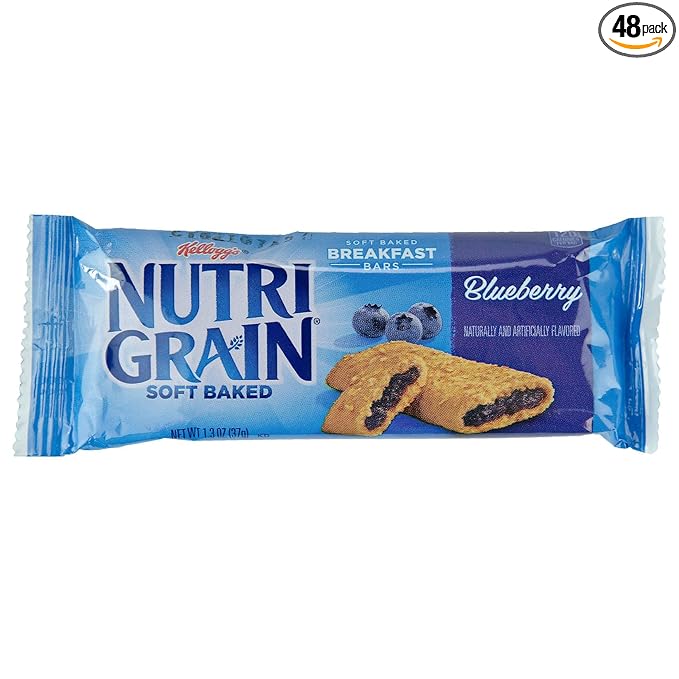 Kellogg's Nutri-Grain Cereal Bars (Blueberry 1.3 oz Packages Pack of 48)