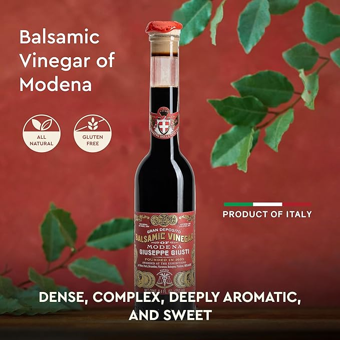 Giusti Balsamic Vinegar of Modena IGP – 3 Gold Medals Gran Deposito Thick &amp Balanced Authentic Italian Gourmet Aceto Balsamico di Modena IGP Made in Italy – 8.45 fl oz (250 ml) - Pack of 1