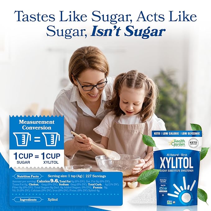 Health Garden Birch Xylitol Sweetener 40 oz Bag – 100% Birch-Derived Xylitol Sugar Substitute for Baking &amp Coffee 1:1 Sugar Replacement Supports Teeth Keto Vegan Non-GMO
