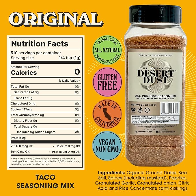Desert Dust All-Purpose Seasoning – Smoky Earthy &amp Sweet with Organic Date Sugar | Versatile Rub for Steak Chicken Fish Veggies &amp More | Gourmet BBQ &amp Grilling Spice Blend (24oz Origi