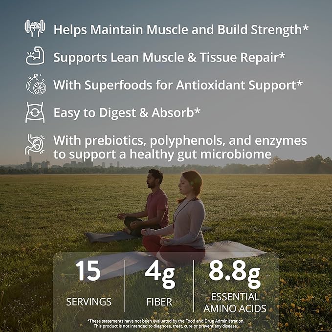 MRM Nutrition Veggie Protein with Superfoods - Vanilla Flavored Protein Powder for Women &amp Men 22g of Vegan Protein Amino Acids &amp Digestive Enzymes Gluten &amp Dairy Free - 15 Servings