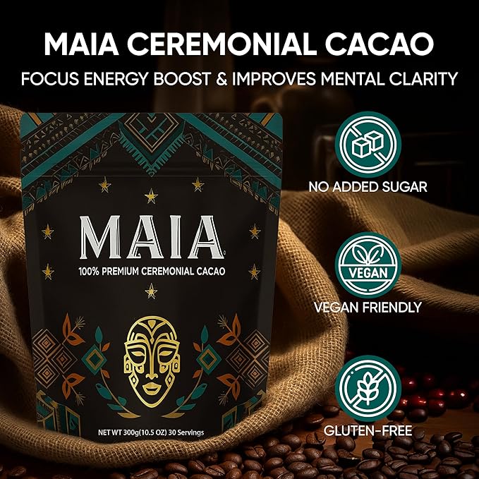 Maia Ceremonial Cacao Maia Cacao Powder Supplement with Flavanol Theobromine Magnesium &amp Flavonoids Blend Supports Circulation &amp Cardiovascular Health Balances Mood Boosts Energy Zero S