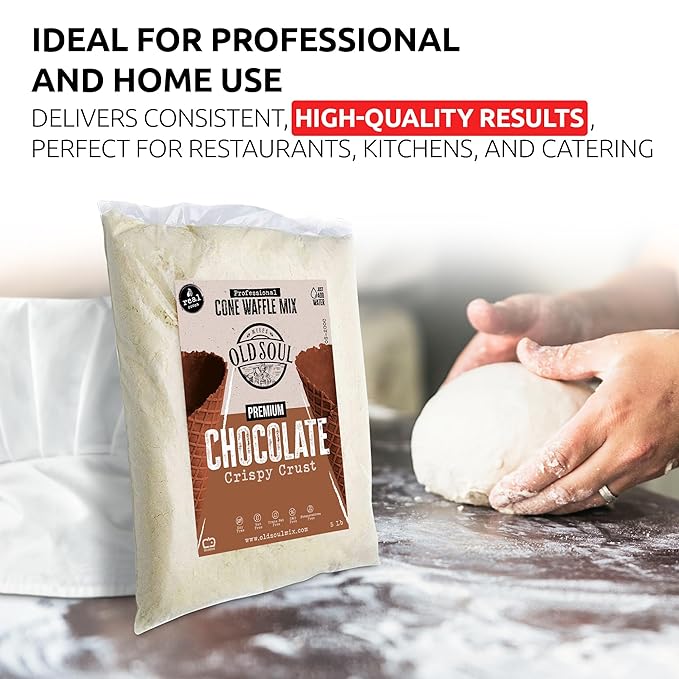OLDSOUL Professional Cone Waffle Mix | Chocolate Flavor | 30 Lbs | 672 Pcs | Batter Mix | (30 Lbs Traditional)