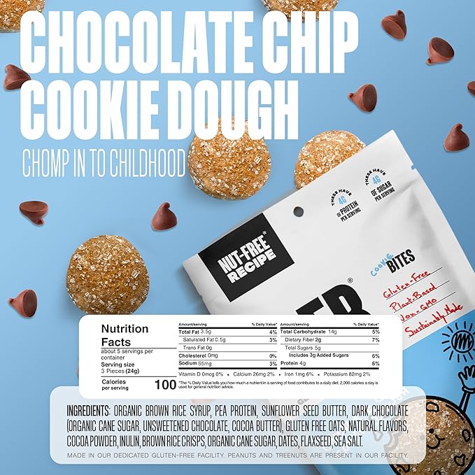 The GFB Gluten Free Protein Cookie Bites Nut Free Variety Pack – Super Tasty Allergen Friendly Fudge Brownie Cookie Dough &amp Birthday Cake Vegan Protein Bites 4 Oz (6 Count)