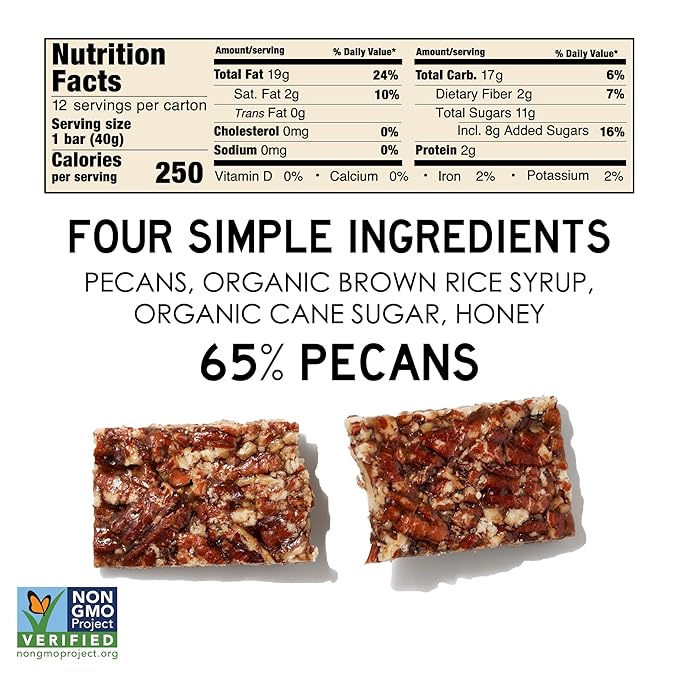 South 40 Snacks Crunchy Pecan Bar Just 4 Ingredients Touch of Honey (40g Bar Pack of 12)