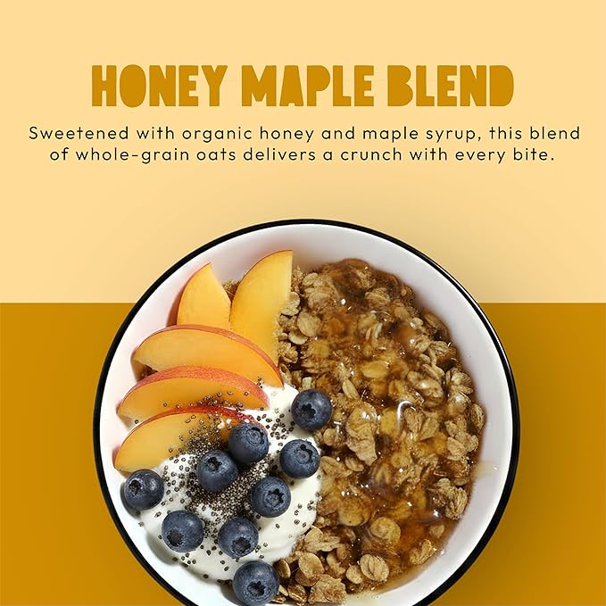 Kellys Four Plus Granola Cereal | Honey Maple Healthy Granola for Yogurt | Hand Made Snacks for Breakfast - 12 oz (Pack of 6)