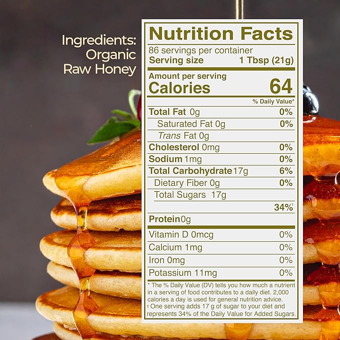 Kevala Organic Raw Oaxaca Honey - Nutritious Honey with no Pesticides and no Sugar Added or Given to the Bees Natural Sweetener for Cooking and Baking at Home Great for Pancakes and Waffles 4 lb